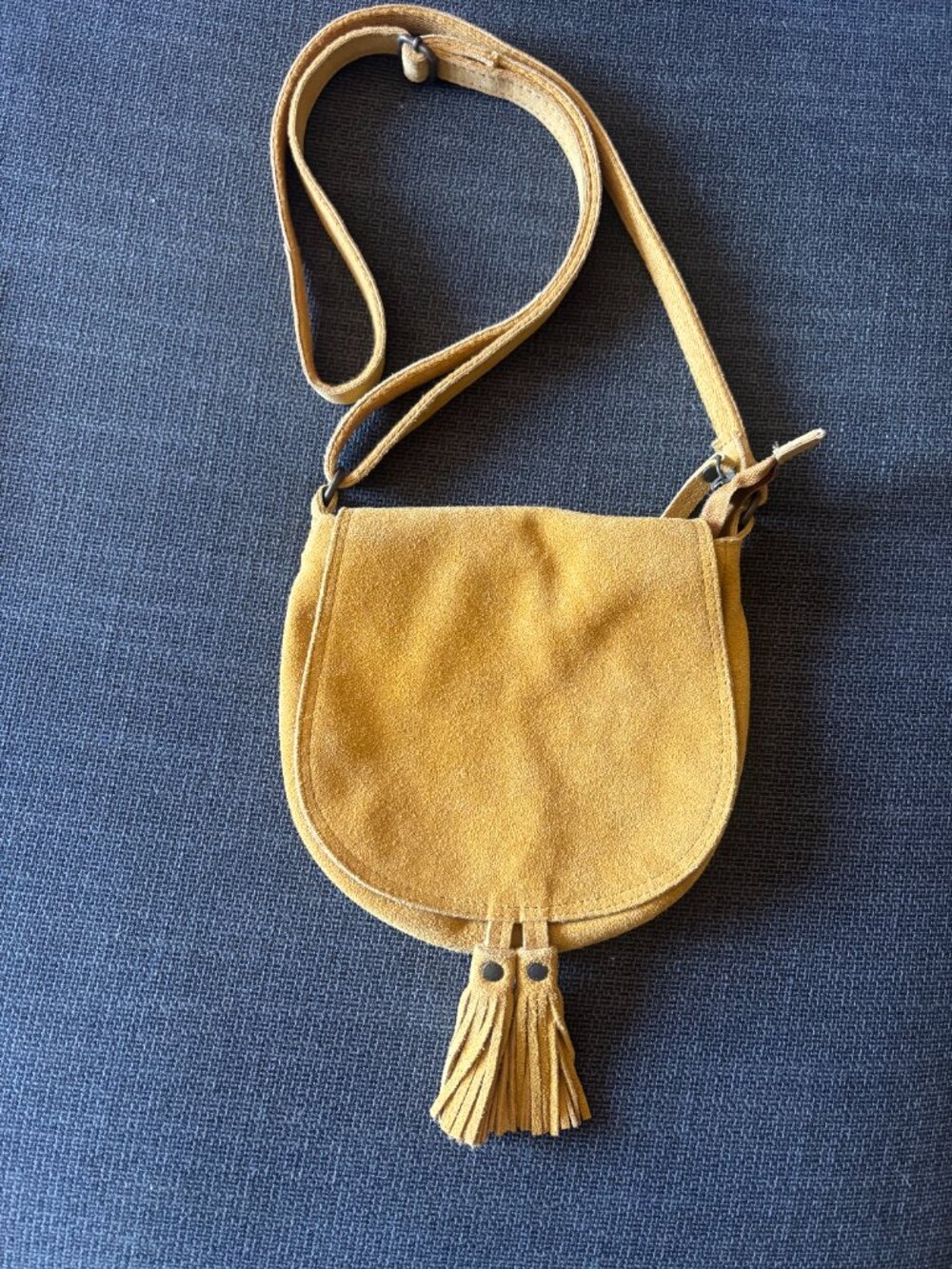 Fat Face Mustard Suede Crossbody Bag